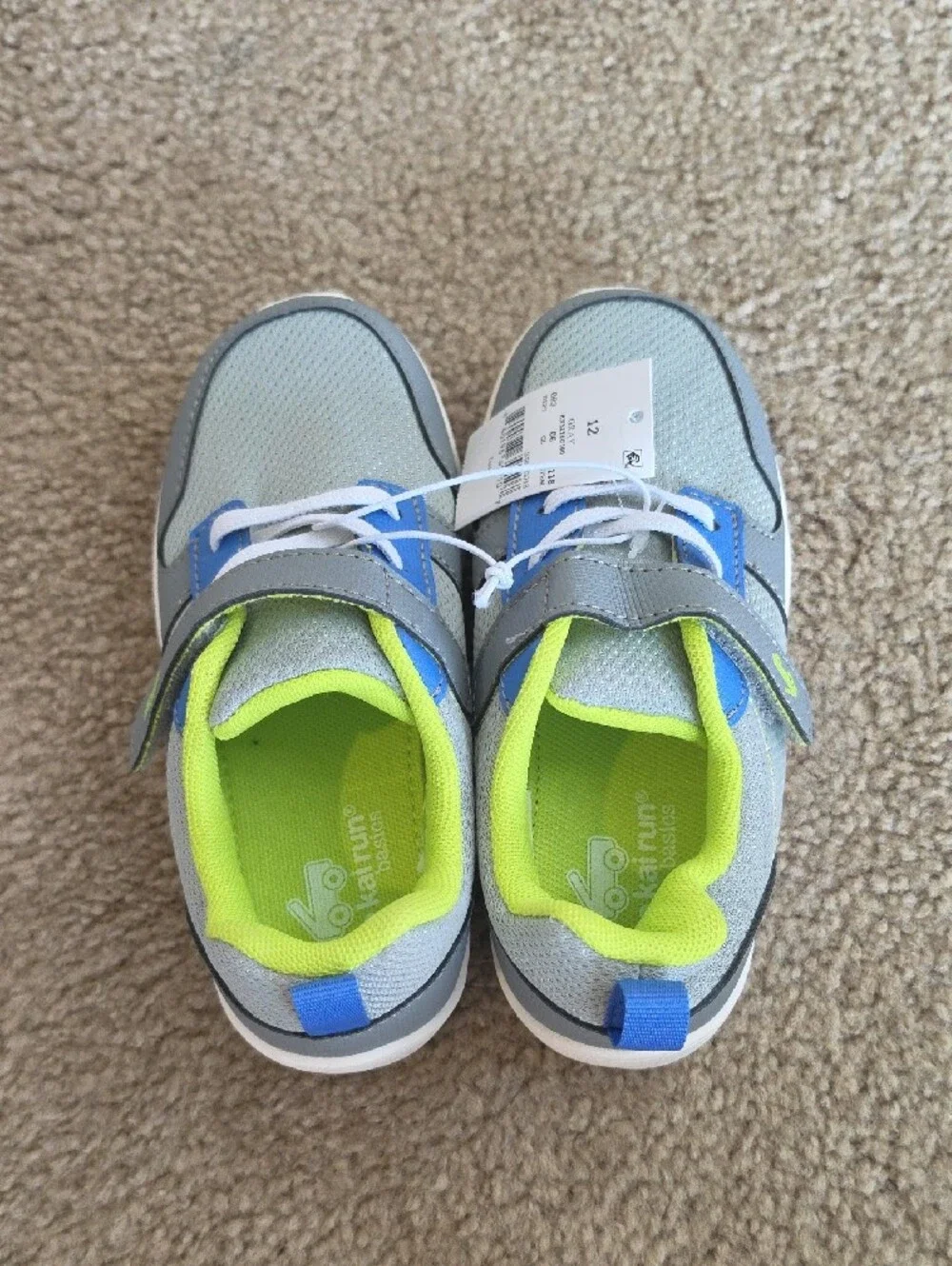 See Kai Run Basics Toddler Tenny Sneakers - Gray and Neon Green Size 12C